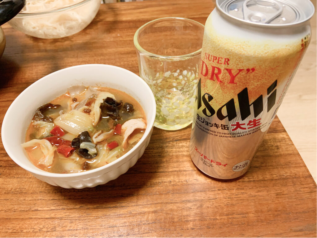 本格四川火鍋麻辣ベースとビール